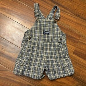 Osh Kosh B’Gosh vintage plaid green/blue/yellow/white overall shorts